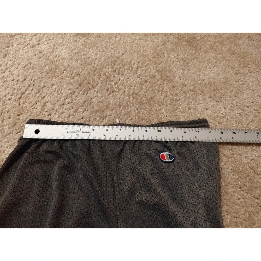 Champion Mens Mesh Athletic Shorts Gray Elastic Waist Embroidered Logo Size M